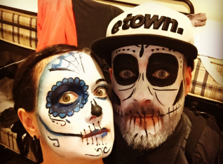 Mark and Kylee face painted for Dia de los Muertos