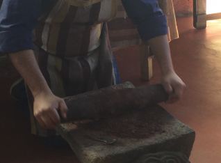 Grinding the chocolate