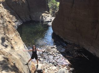 Kylee at the waterfall