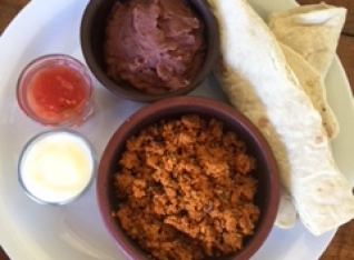 Chorizo and black bean with tortillas