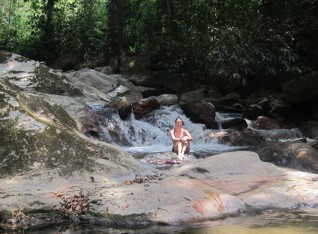 Kyleeposing in the cold water