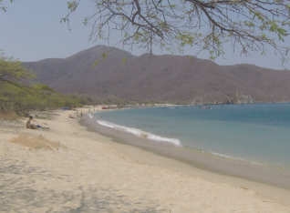 The other side of the  beach was crowded