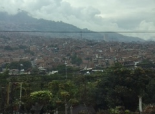 Groggy glimpse from our bus window of Medellin outskirts