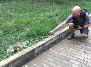 Mark petting the Lizards