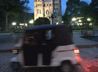 Town square at night